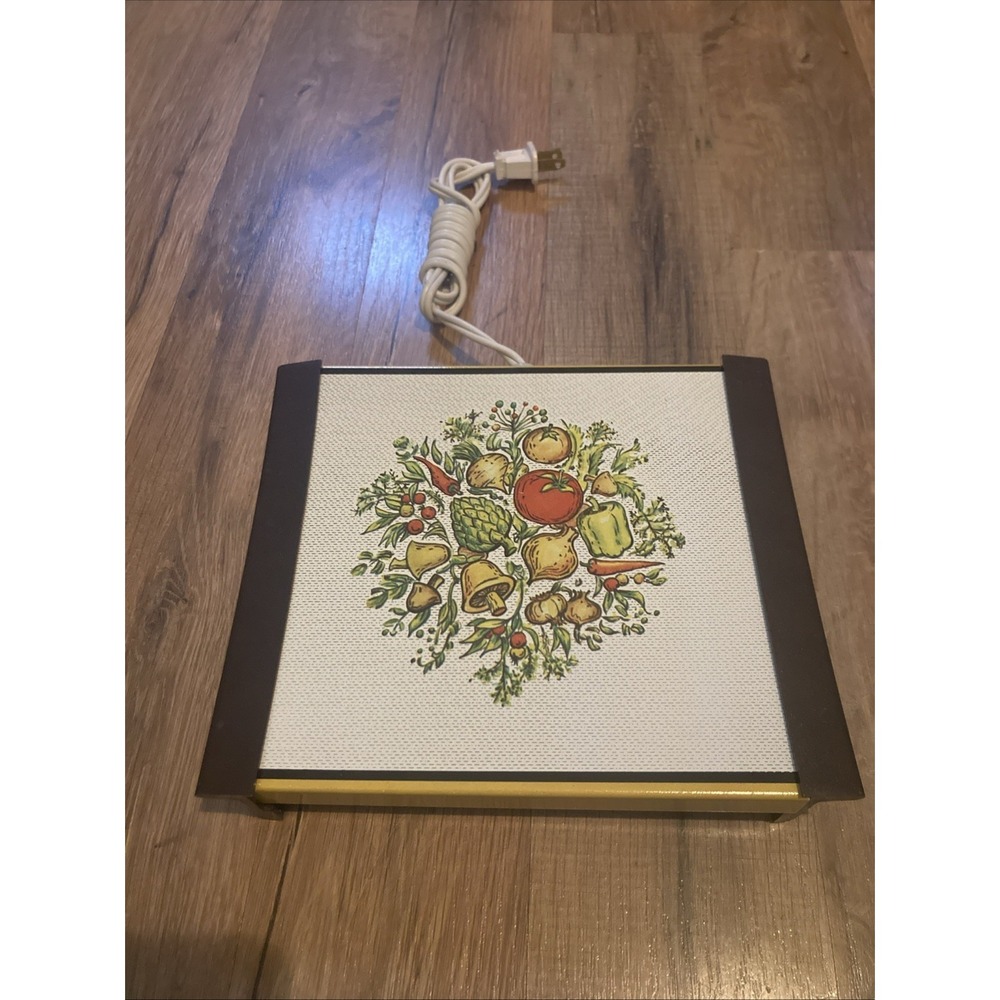 Vintage Electric Hot Plate Spice of Life  Warm-O-Tray Garden Harvest Jasco Works